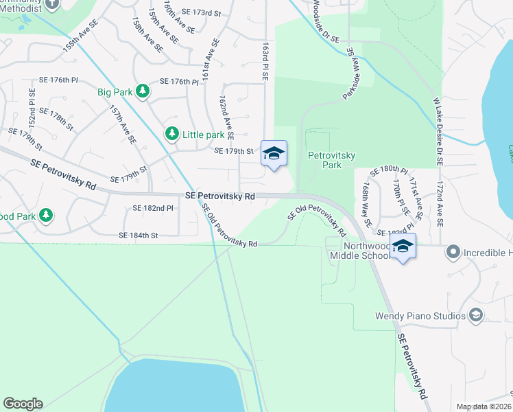 map of restaurants, bars, coffee shops, grocery stores, and more near 16303 Southeast Petrovitsky Road in Renton
