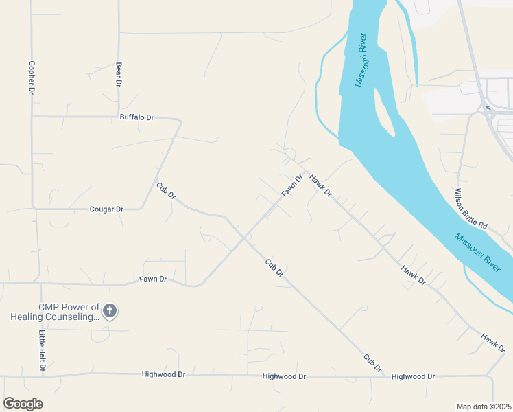 map of restaurants, bars, coffee shops, grocery stores, and more near 95 Fawn Drive in Great Falls