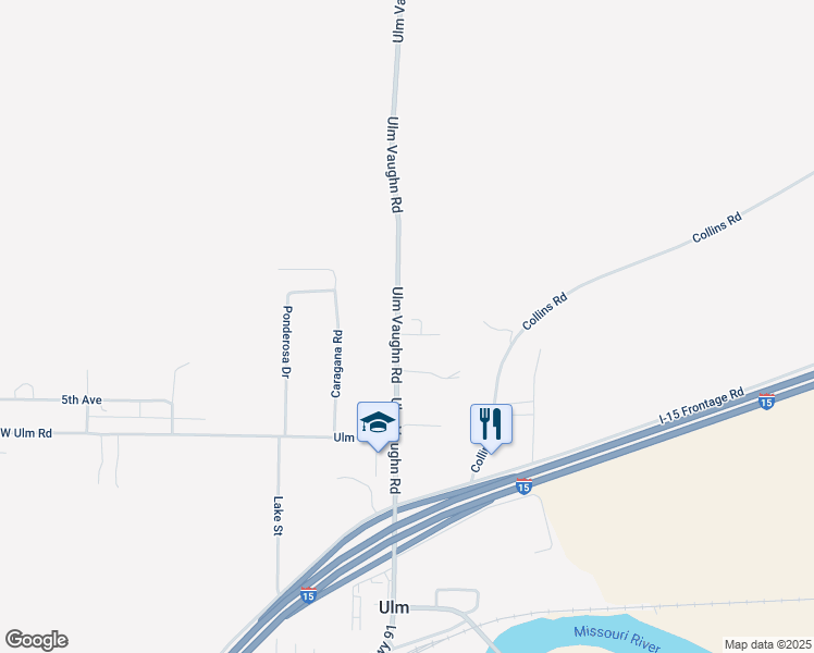 map of restaurants, bars, coffee shops, grocery stores, and more near 26-34 Ulm Vaughn Rd in Great Falls