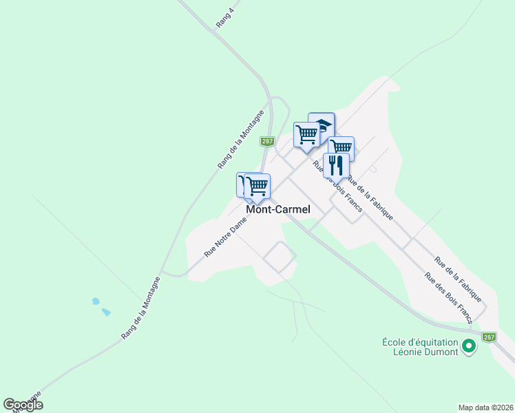 map of restaurants, bars, coffee shops, grocery stores, and more near 11 Rue Martin in Mont-Carmel