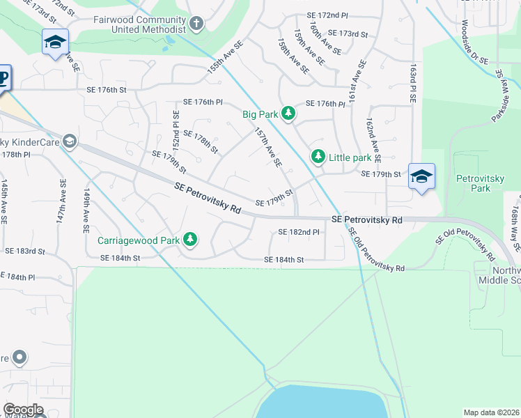 map of restaurants, bars, coffee shops, grocery stores, and more near 15520 Southeast 179th Street in Renton