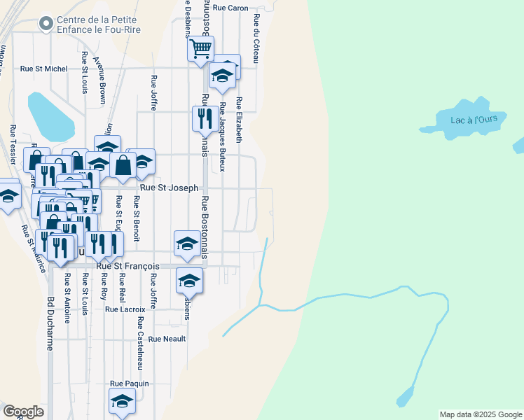map of restaurants, bars, coffee shops, grocery stores, and more near 530 Rue du Côteau in La Tuque
