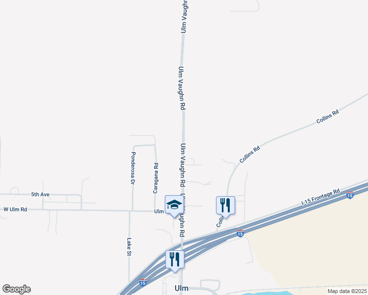 map of restaurants, bars, coffee shops, grocery stores, and more near 34 Ulm Vaughn Rd in Great Falls
