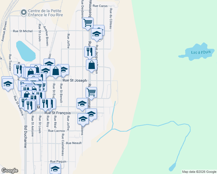 map of restaurants, bars, coffee shops, grocery stores, and more near 511 Rue du Côteau in La Tuque