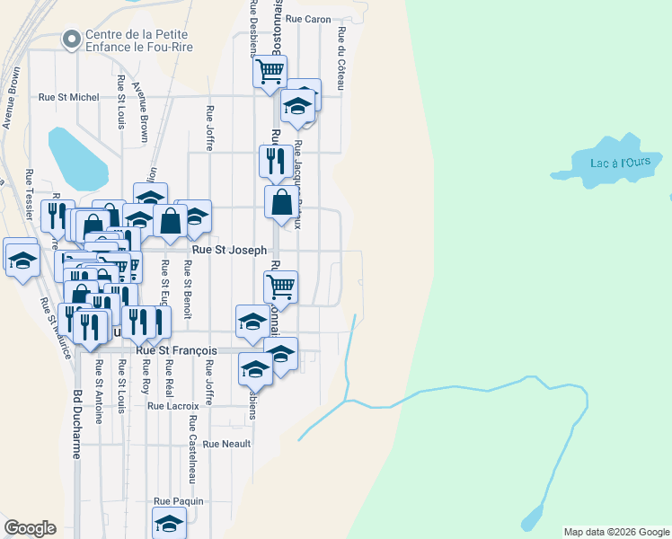 map of restaurants, bars, coffee shops, grocery stores, and more near 511 Rue du Côteau in La Tuque
