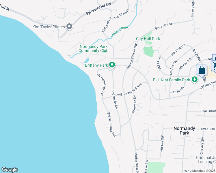 map of restaurants, bars, coffee shops, grocery stores, and more near 17956 Normandy Terrace Southwest in Normandy Park