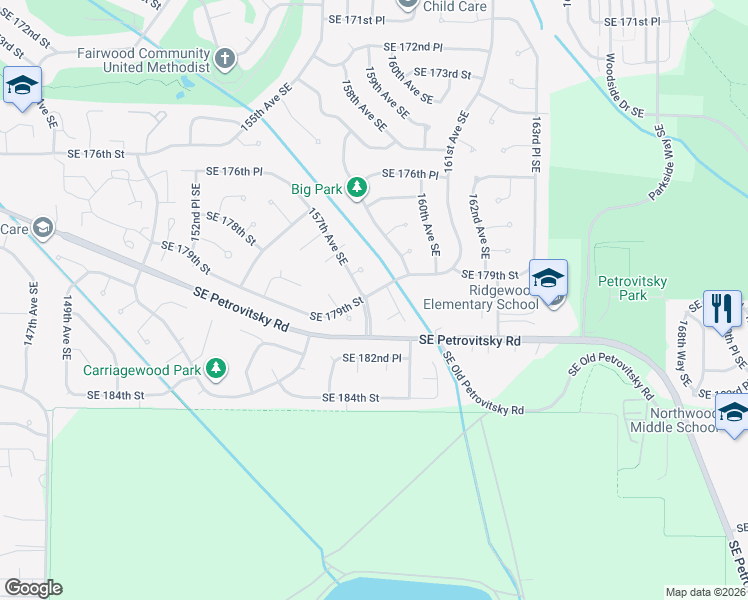 map of restaurants, bars, coffee shops, grocery stores, and more near 15803 Southeast 179th Street in Renton
