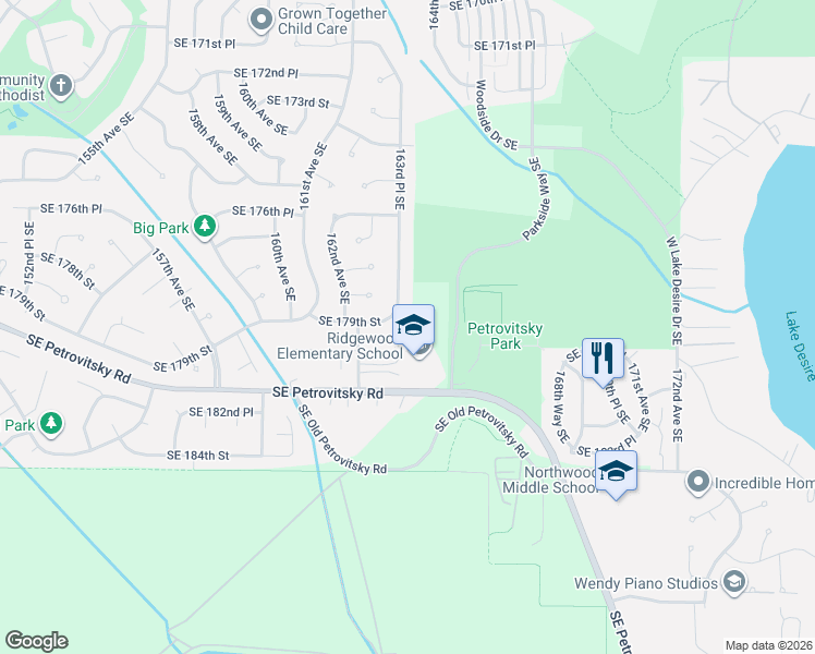 map of restaurants, bars, coffee shops, grocery stores, and more near 17822 163rd Place Southeast in Renton