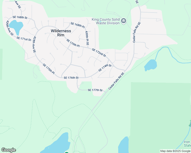 map of restaurants, bars, coffee shops, grocery stores, and more near 43103 Southeast 174th Street in North Bend