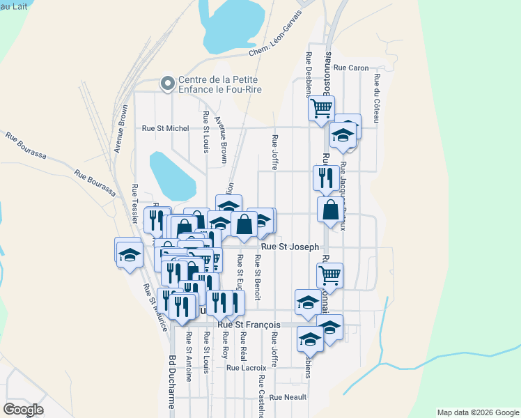 map of restaurants, bars, coffee shops, grocery stores, and more near 404 Rue Saint Georges in La Tuque