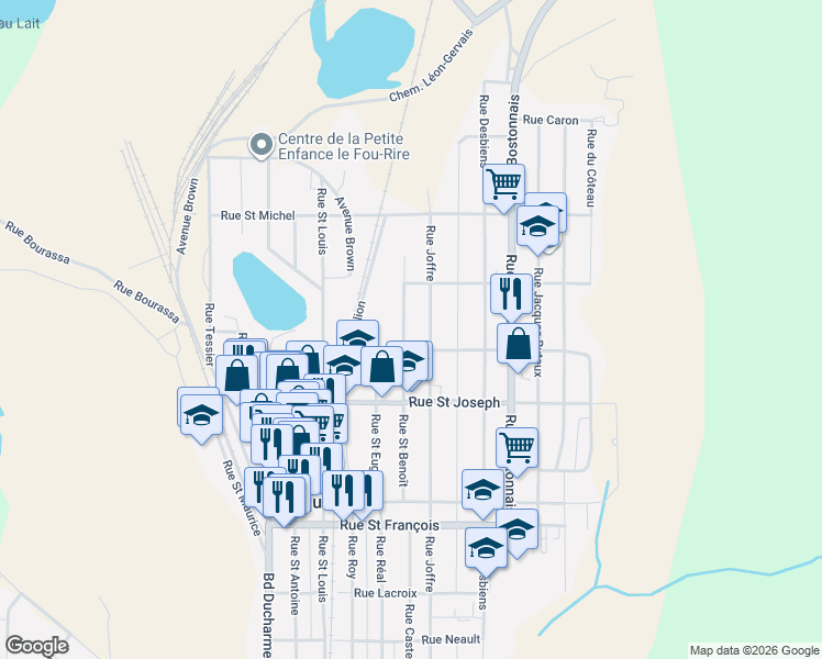map of restaurants, bars, coffee shops, grocery stores, and more near 440 Rue Saint Benoît in La Tuque