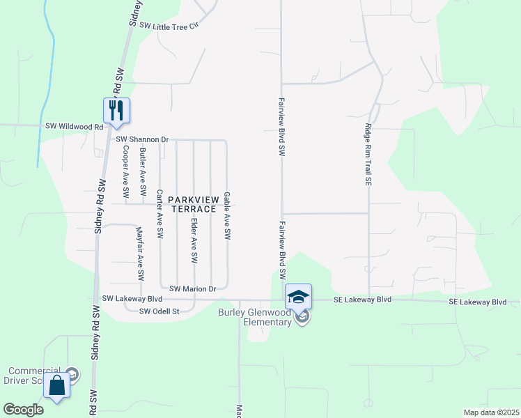 map of restaurants, bars, coffee shops, grocery stores, and more near 11596 Fairview Boulevard Southwest in Port Orchard
