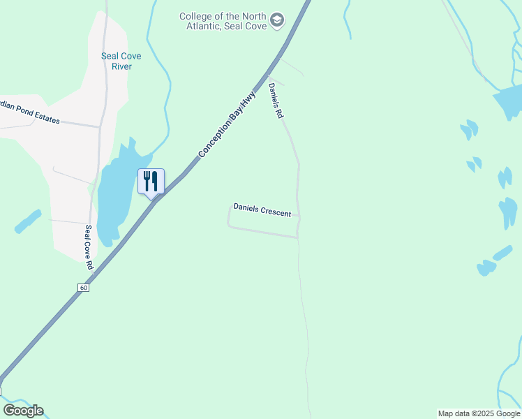 map of restaurants, bars, coffee shops, grocery stores, and more near Daniels Crescent in Conception Bay South