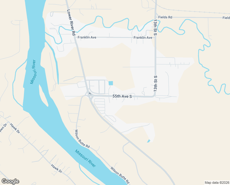 map of restaurants, bars, coffee shops, grocery stores, and more near 1075 55th Avenue South in Great Falls