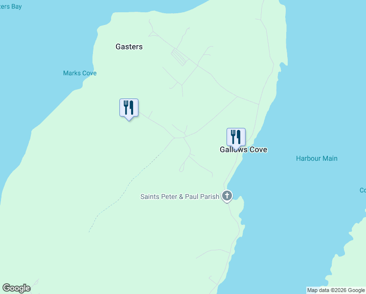 map of restaurants, bars, coffee shops, grocery stores, and more near Murphys Road in Harbour Main