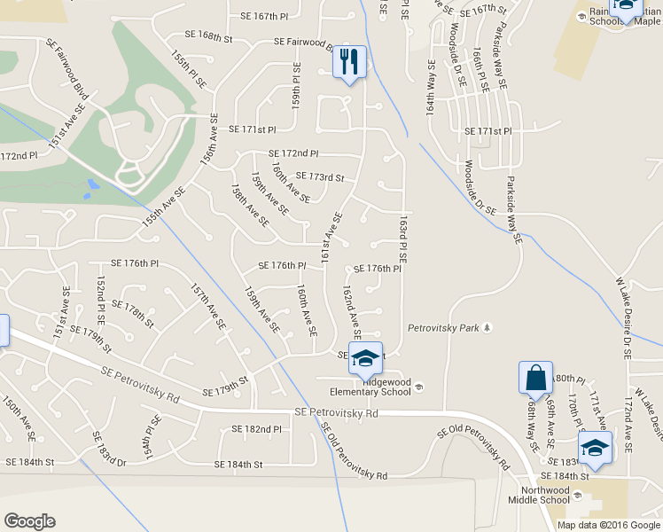 map of restaurants, bars, coffee shops, grocery stores, and more near 17534 161st Avenue Southeast in Renton
