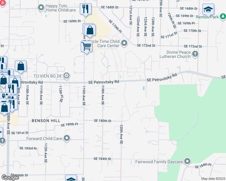 map of restaurants, bars, coffee shops, grocery stores, and more near 11847 Southeast 176th Court in Renton
