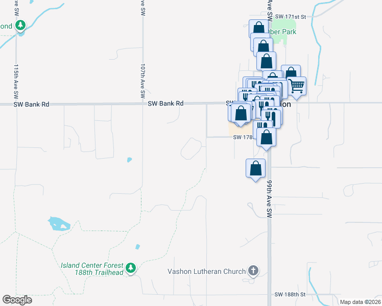 map of restaurants, bars, coffee shops, grocery stores, and more near 10378 Southwest Mukai Circle in Vashon