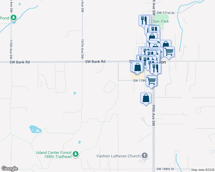map of restaurants, bars, coffee shops, grocery stores, and more near 10378 SW Mukai Cir in Vashon