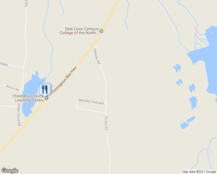 map of restaurants, bars, coffee shops, grocery stores, and more near 59 Daniels Road in Conception Bay South