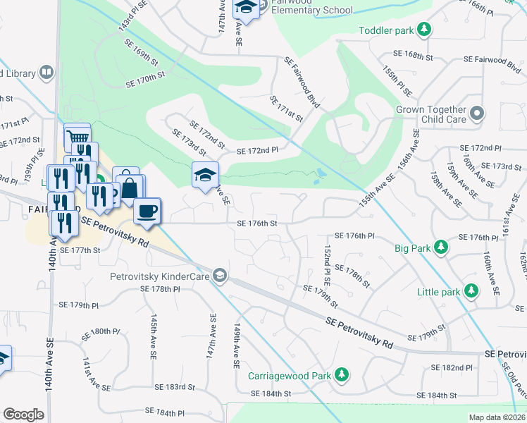 map of restaurants, bars, coffee shops, grocery stores, and more near 17532 150th Court Southeast in Renton