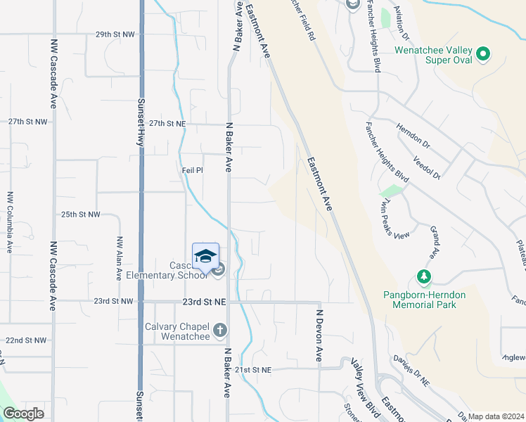 map of restaurants, bars, coffee shops, grocery stores, and more near 212 Stull Court in East Wenatchee