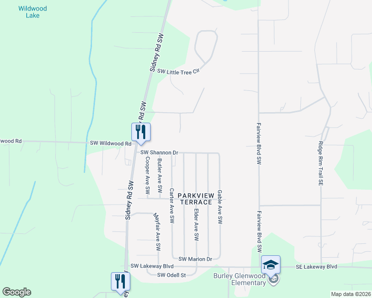 map of restaurants, bars, coffee shops, grocery stores, and more near 739 Southwest Shannon Drive in Port Orchard