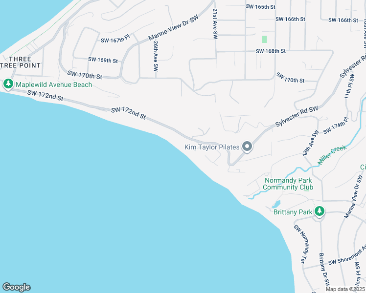 map of restaurants, bars, coffee shops, grocery stores, and more near 2329 Southwest 172nd Street in Burien