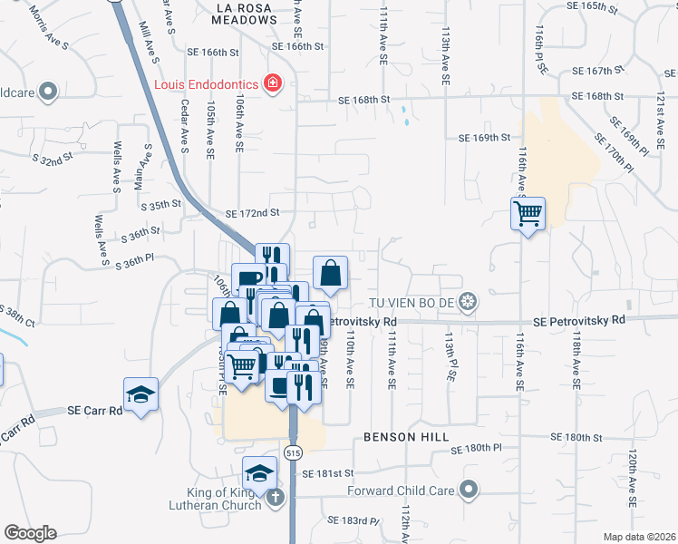 map of restaurants, bars, coffee shops, grocery stores, and more near in Renton