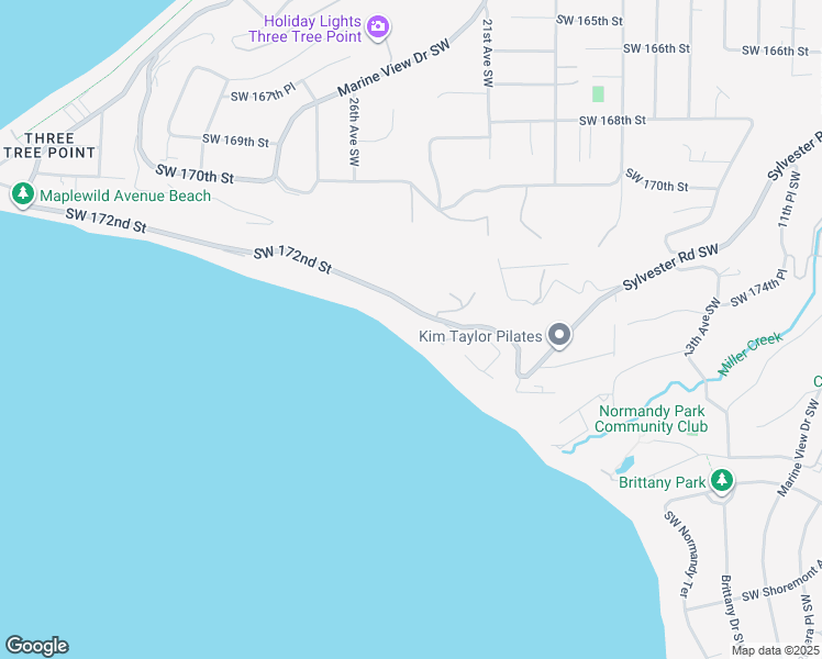 map of restaurants, bars, coffee shops, grocery stores, and more near 2329 Southwest 172nd Street in Burien