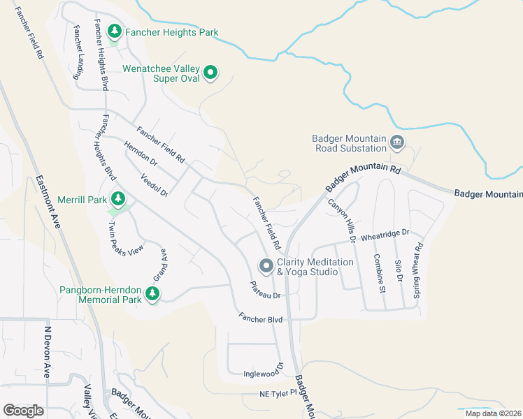 map of restaurants, bars, coffee shops, grocery stores, and more near 2470 Fancher Field Road in East Wenatchee