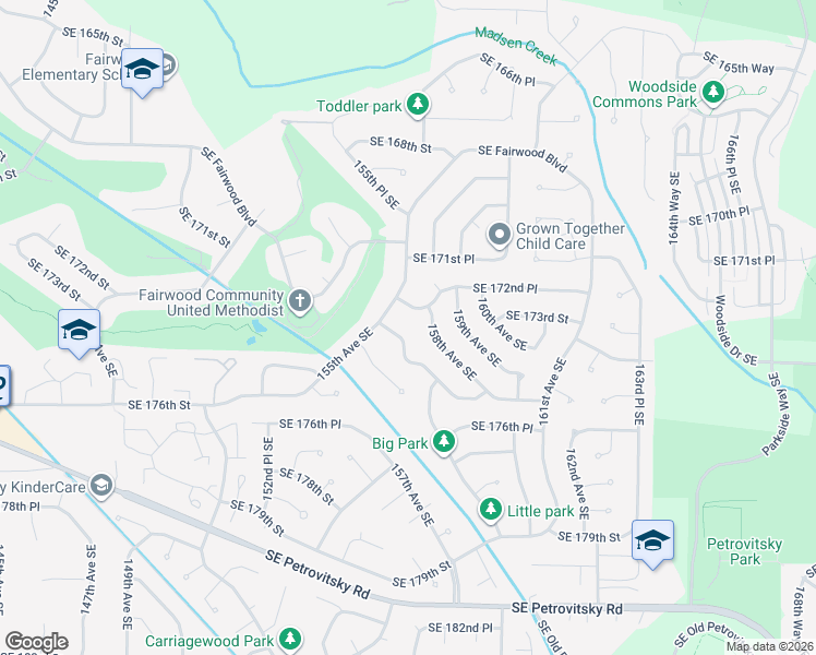 map of restaurants, bars, coffee shops, grocery stores, and more near 17327 158th Avenue Southeast in Renton