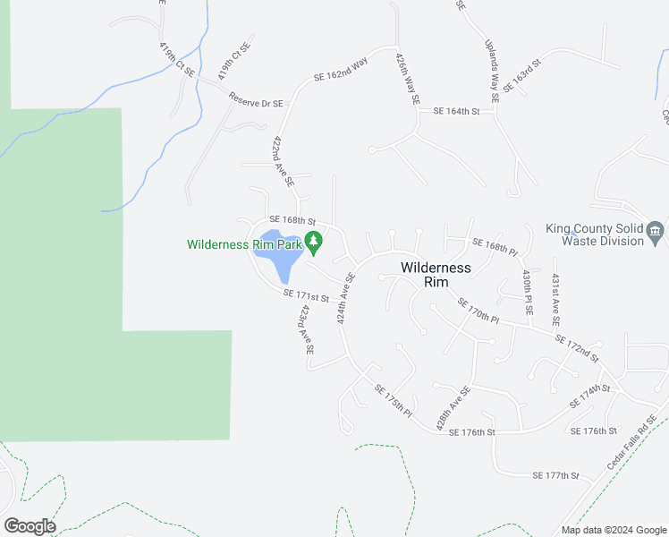 map of restaurants, bars, coffee shops, grocery stores, and more near 42307 Southeast 168th Court in North Bend