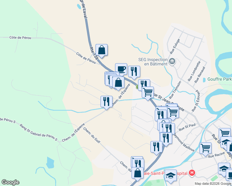 map of restaurants, bars, coffee shops, grocery stores, and more near 2 Chemin de l'Équerre in Baie-Saint-Paul