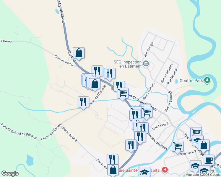 map of restaurants, bars, coffee shops, grocery stores, and more near 991 Boulevard Monseigneur de Laval in Baie-Saint-Paul