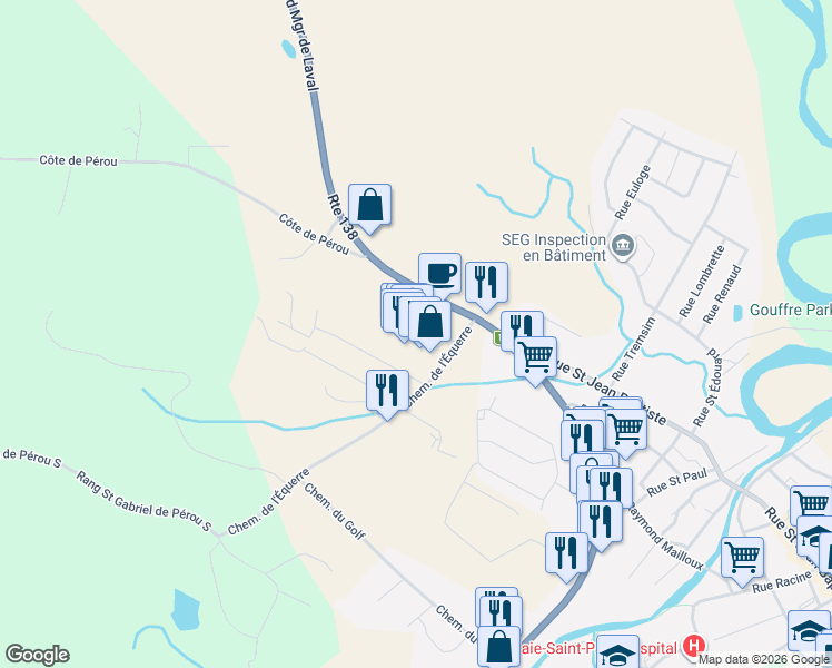 map of restaurants, bars, coffee shops, grocery stores, and more near 2 Chemin de l'Équerre in Baie-Saint-Paul