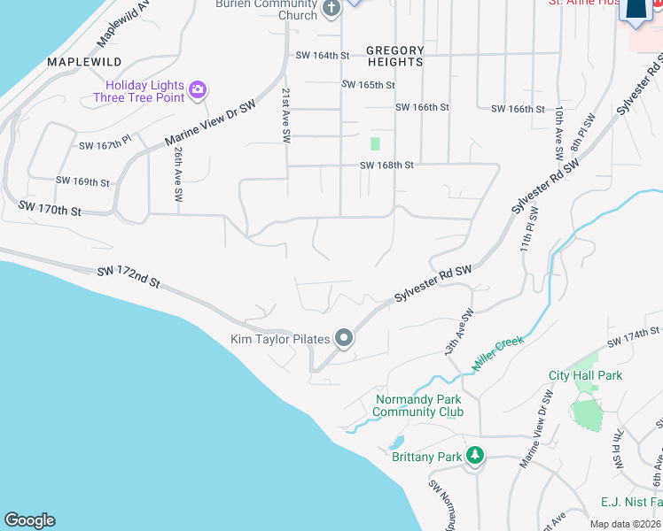 map of restaurants, bars, coffee shops, grocery stores, and more near 1925 Southwest 170th Street in Normandy Park