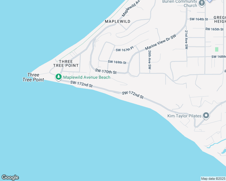 map of restaurants, bars, coffee shops, grocery stores, and more near 2848 Southwest 172nd Street in Burien