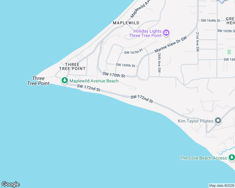 map of restaurants, bars, coffee shops, grocery stores, and more near 2848 Southwest 172nd Street in Burien