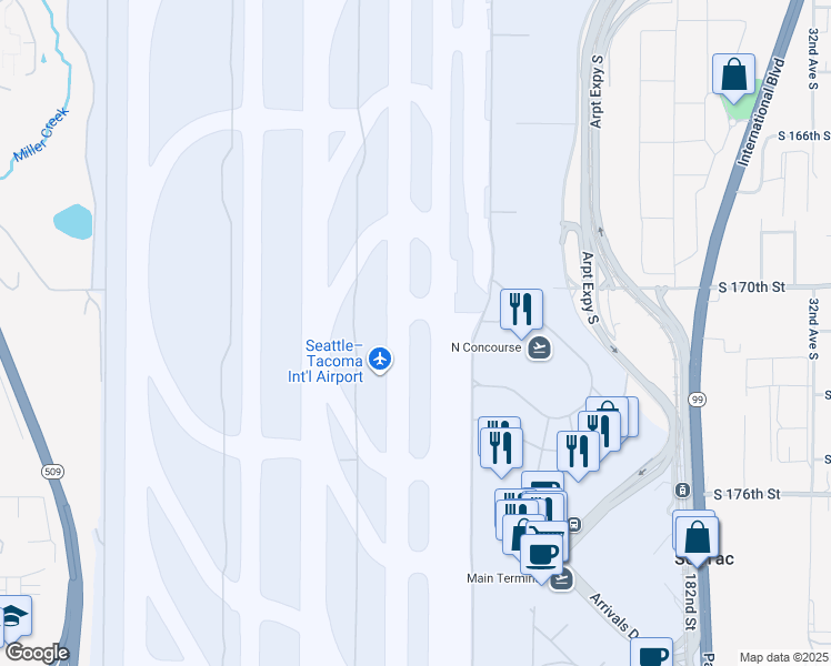 map of restaurants, bars, coffee shops, grocery stores, and more near in Seattle