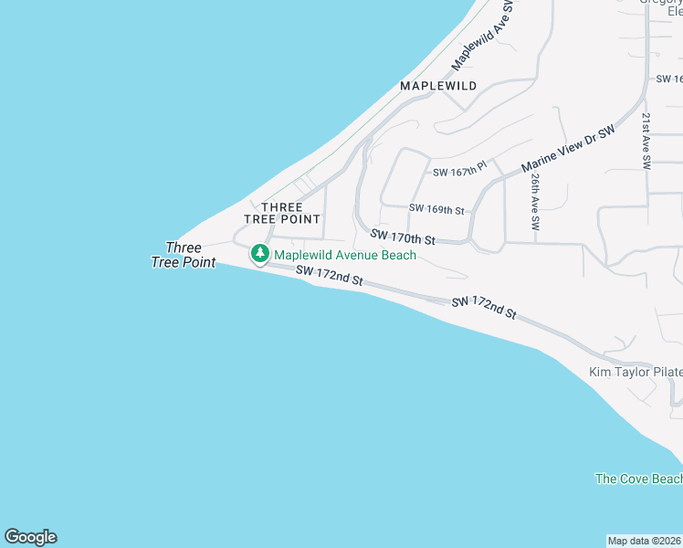 map of restaurants, bars, coffee shops, grocery stores, and more near 3316 Southwest 172nd Street in Burien