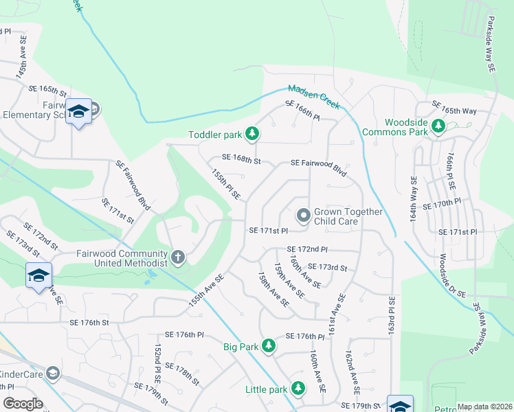 map of restaurants, bars, coffee shops, grocery stores, and more near 16961 157th Avenue Southeast in Renton