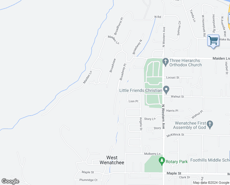 map of restaurants, bars, coffee shops, grocery stores, and more near 1869 Broadway Place in Wenatchee