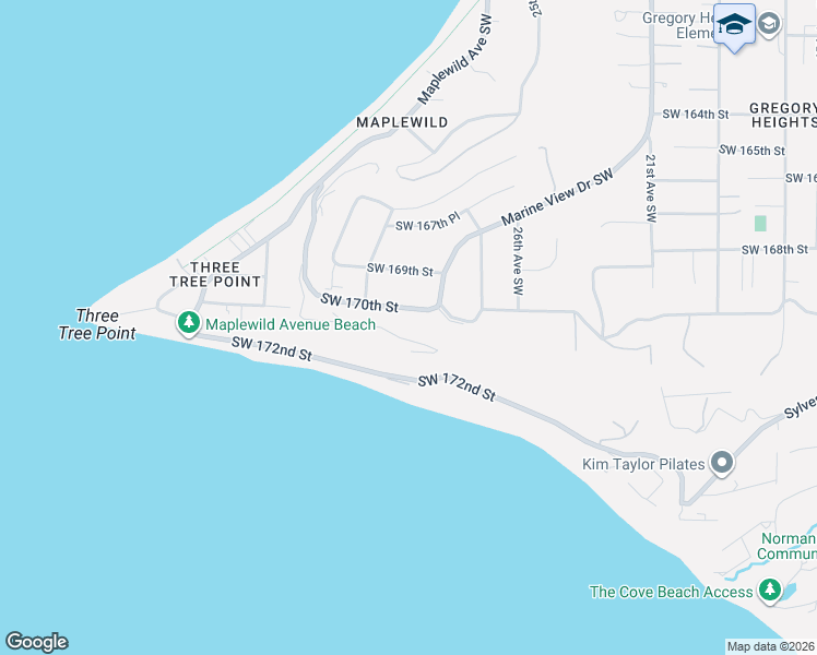map of restaurants, bars, coffee shops, grocery stores, and more near 2826 Southwest 170th Street in Burien