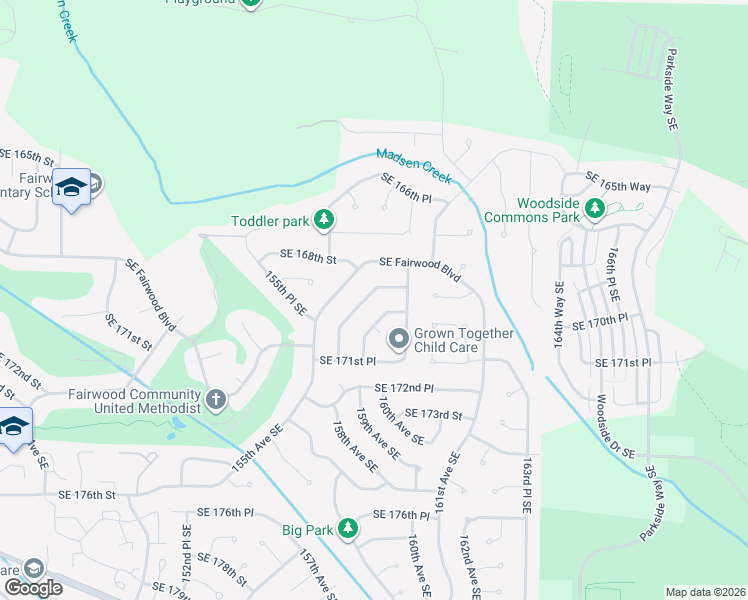 map of restaurants, bars, coffee shops, grocery stores, and more near 16911 157th Place Southeast in Renton