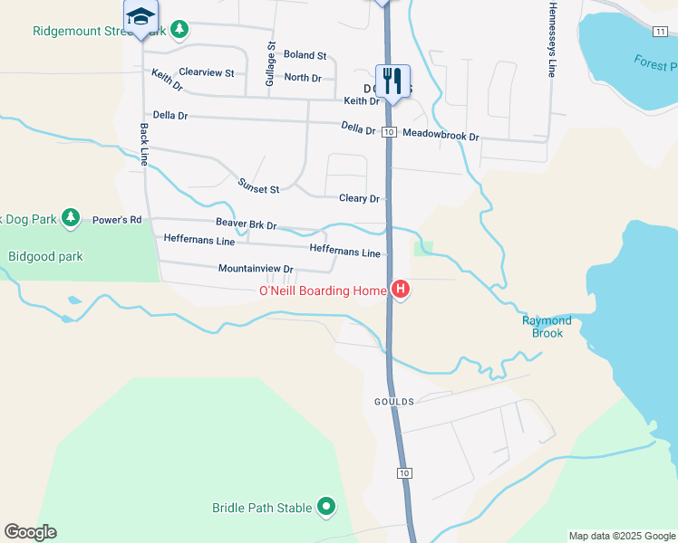 map of restaurants, bars, coffee shops, grocery stores, and more near 5A Mountainview Drive in St. John's