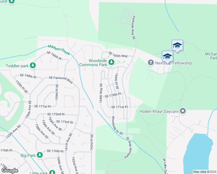 map of restaurants, bars, coffee shops, grocery stores, and more near 16903 165th Place Southeast in Renton