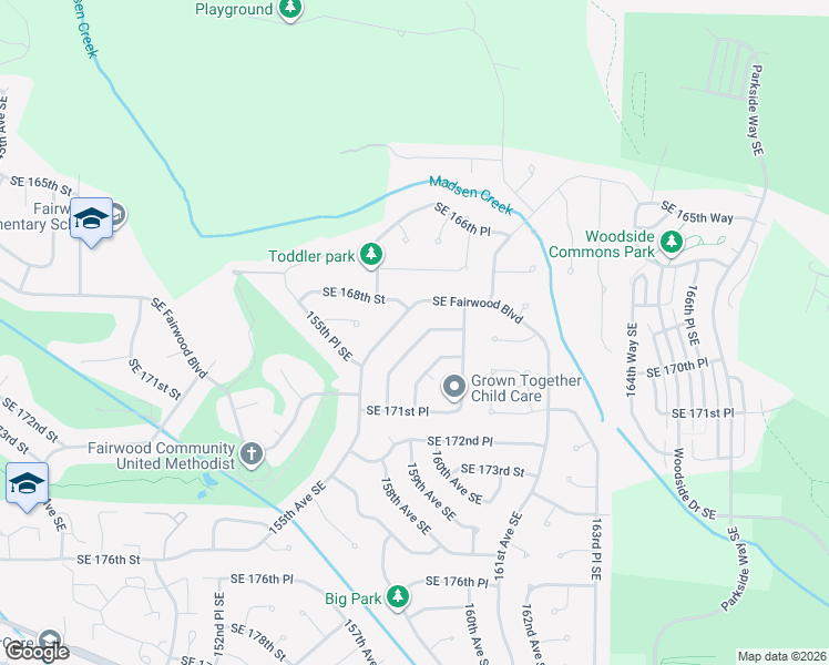 map of restaurants, bars, coffee shops, grocery stores, and more near 16911 157th Place Southeast in Renton