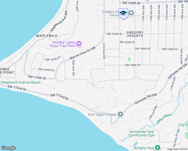 map of restaurants, bars, coffee shops, grocery stores, and more near 16920 22nd Avenue Southwest in Burien