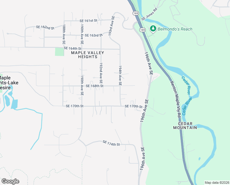map of restaurants, bars, coffee shops, grocery stores, and more near 19309 Southeast 168th Street in Renton